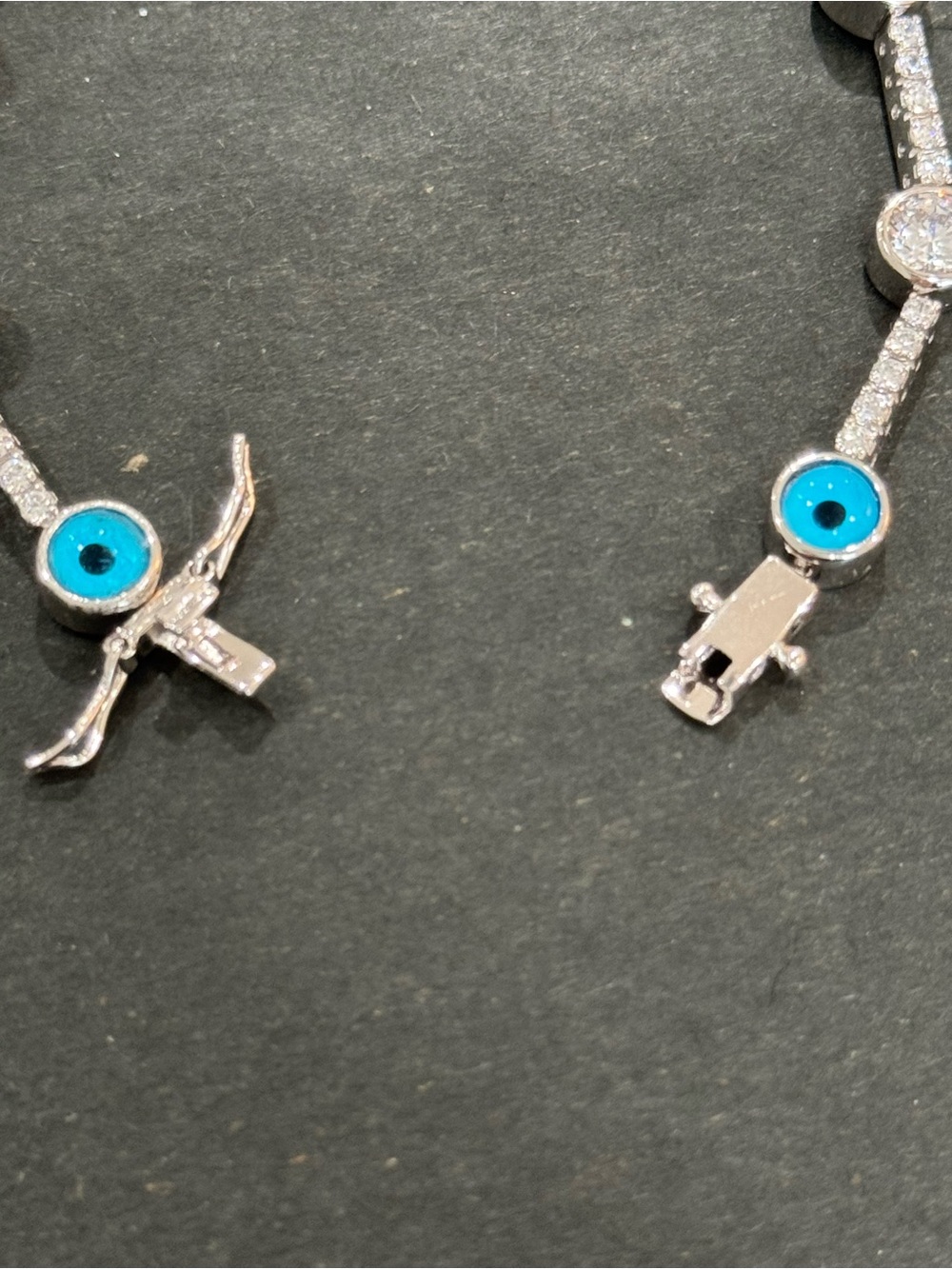 Sterling Silver Blue Evil Eye Tennis Bracelet - Sparkling CZ Accents - Picture 3 of 3